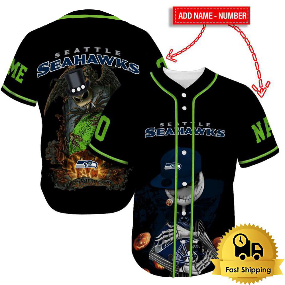 Seattle Seahawks x Halloween Custom Baseball Jersey HA149