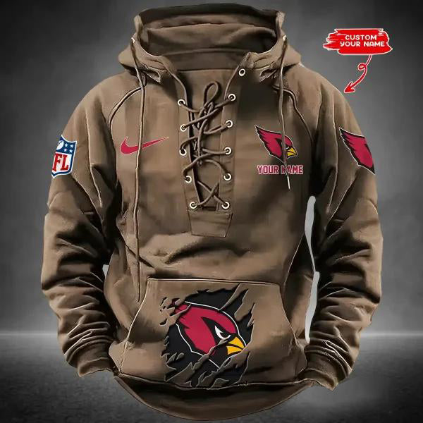 Arizona Cardinals Custom Lace-Up Drawstring Hoodie HA01