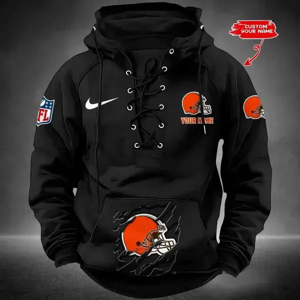 Cleveland Browns Custom Lace-Up Drawstring Hoodie HA08