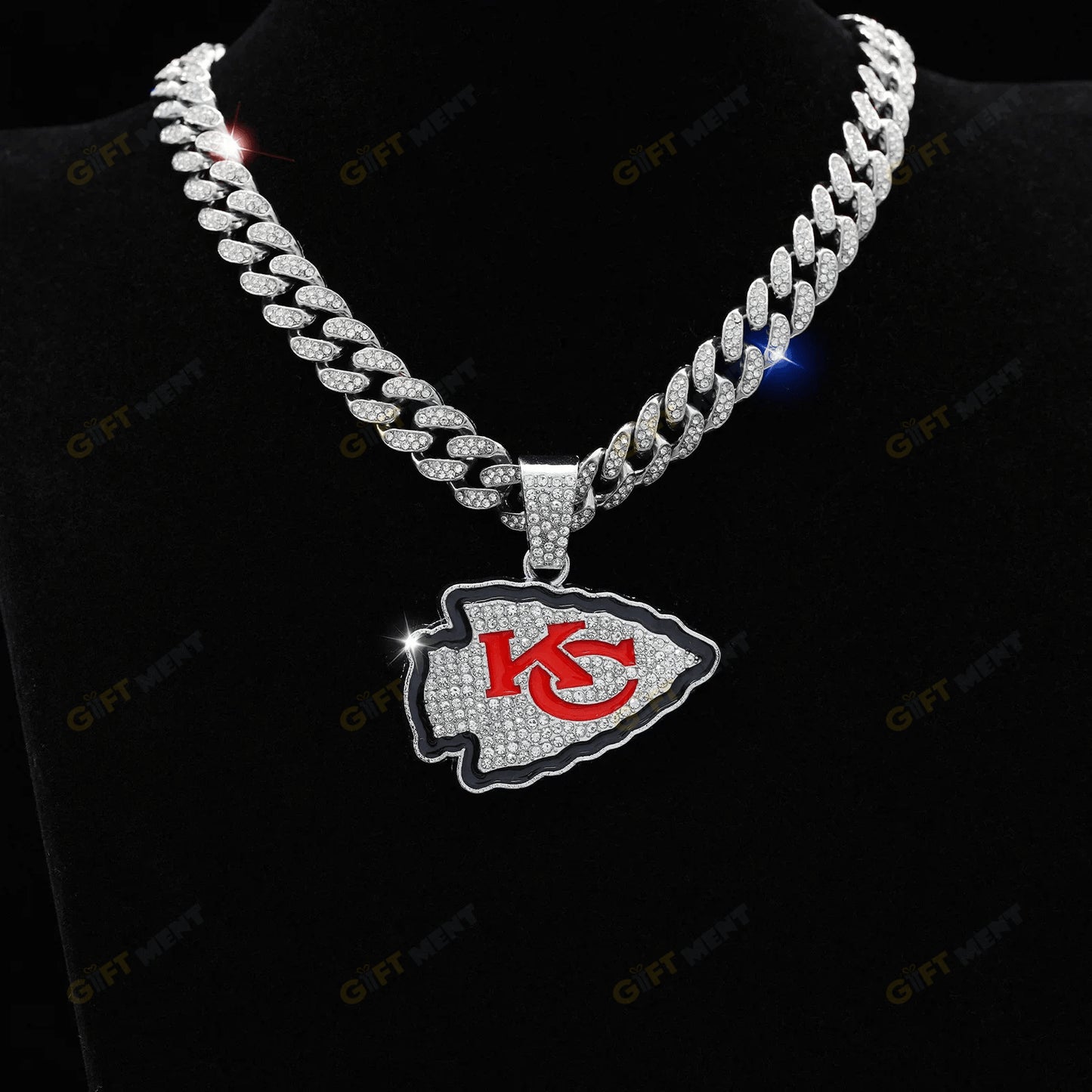 Kansas City Chiefs Hip Hop Iced Out Bling Pendant Cuban Chain