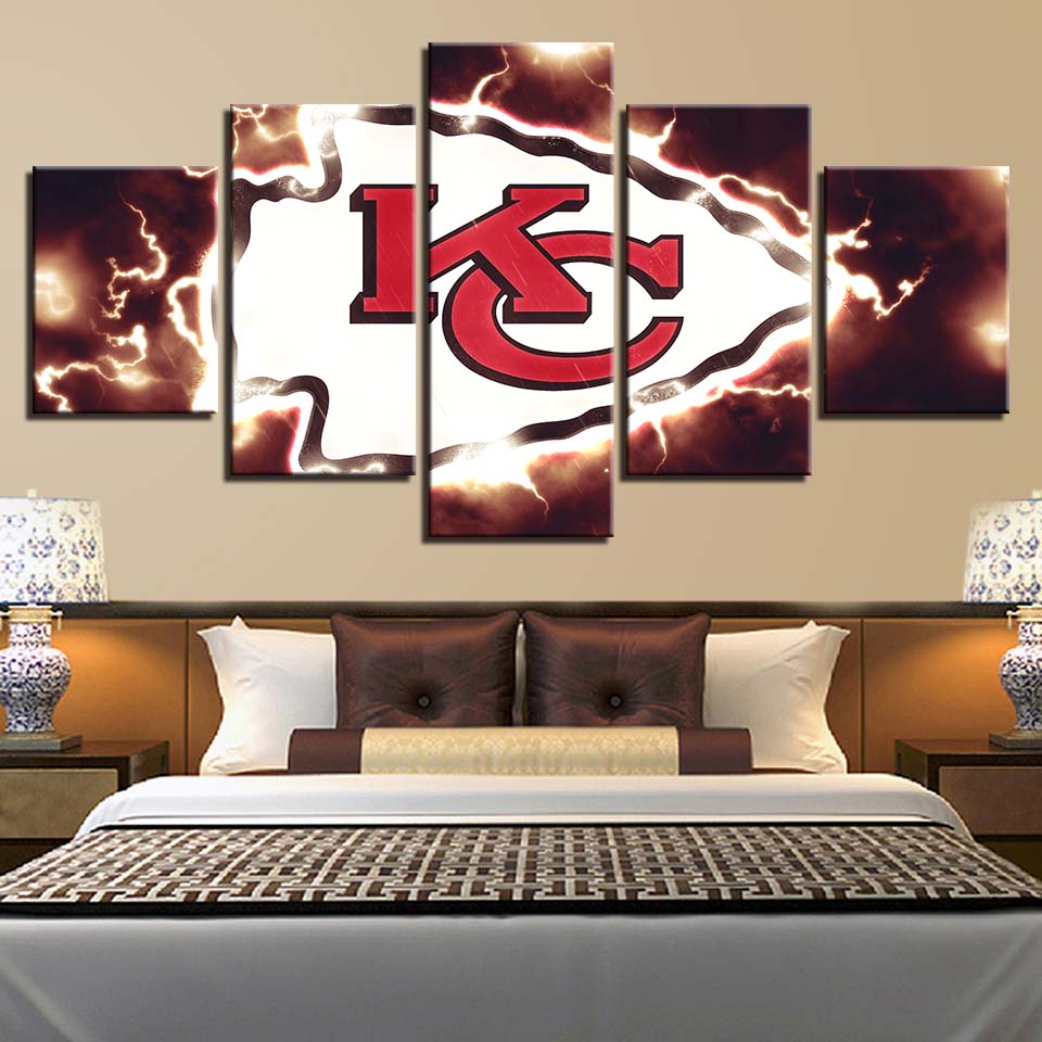 Kansas City Chiefs 5 Piece Canvas Wall Art With Frame HA16