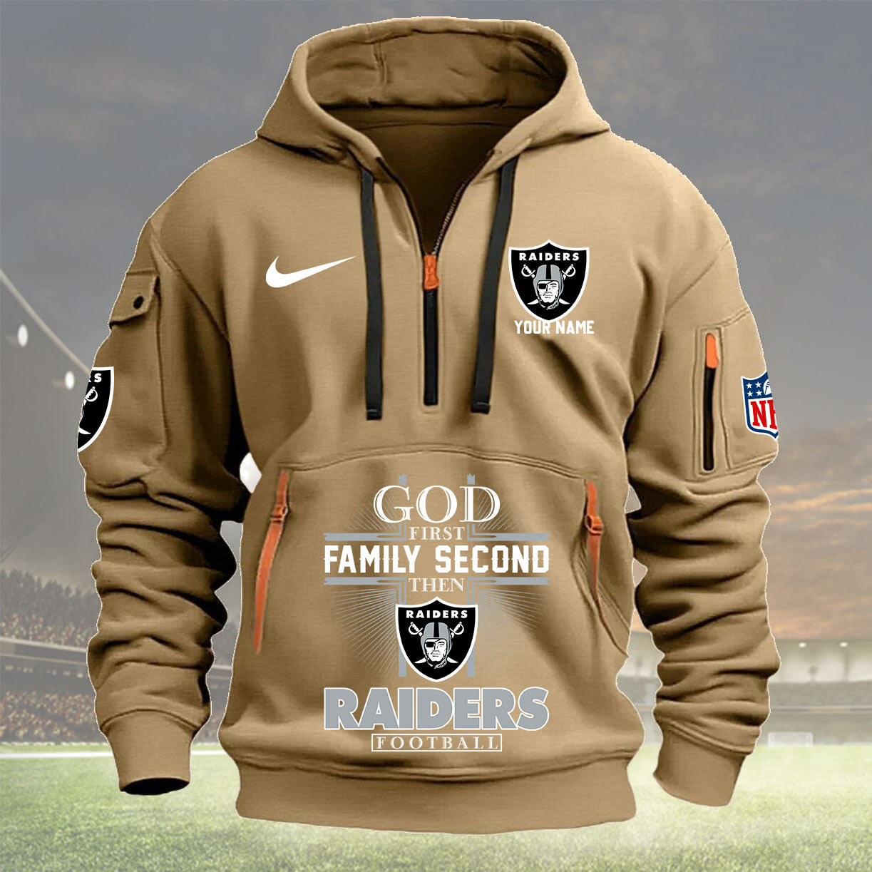 Las Vegas Raiders Personalized Quarter Zip Hoodie New Collection AZBTQZH000263
