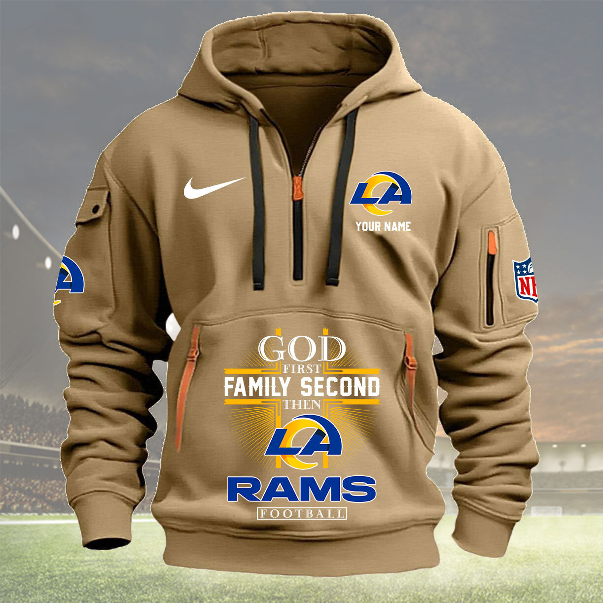 Los Angeles Rams Personalized Quarter Zip Hoodie New Collection AZBTQZH000266