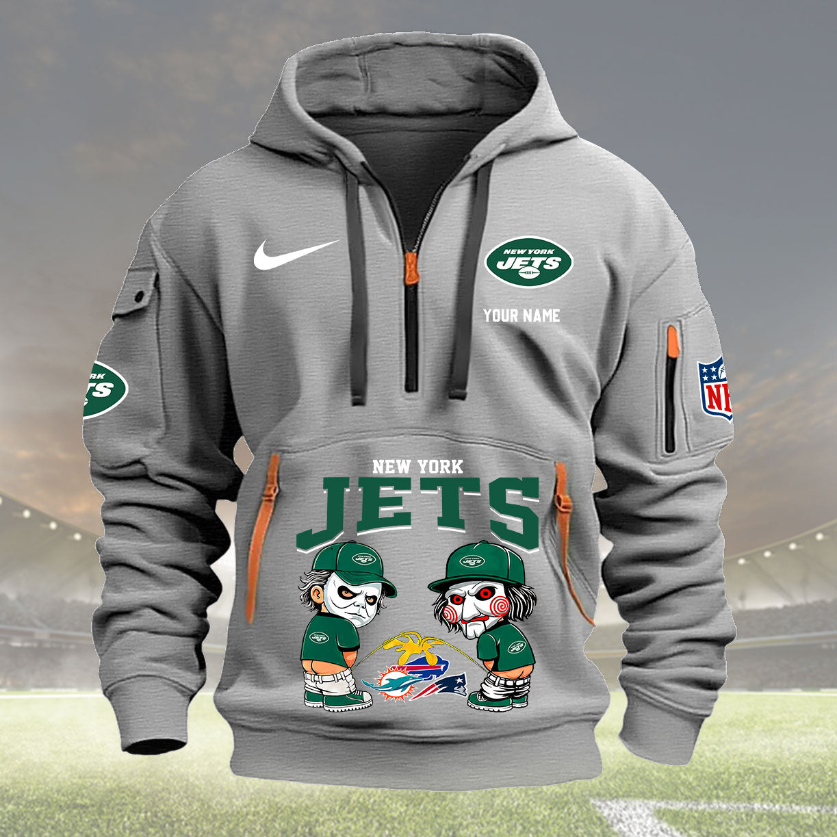 New York Jets Personalized Quarter Zip Hoodie New Collection AZBTQZH000296