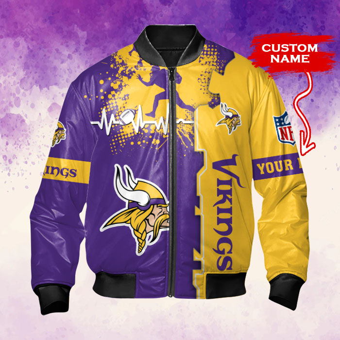 Minnesota Vikings Personalized Thick Bomber Jacket CSBBT162