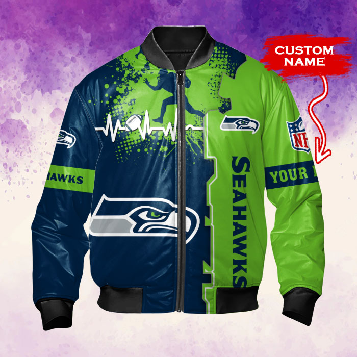 Seattle Seahawks Personalized Thick Bomber Jacket CSBBT170