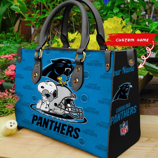 Carolina Panthers Personalized Leather Hand Bag BB137