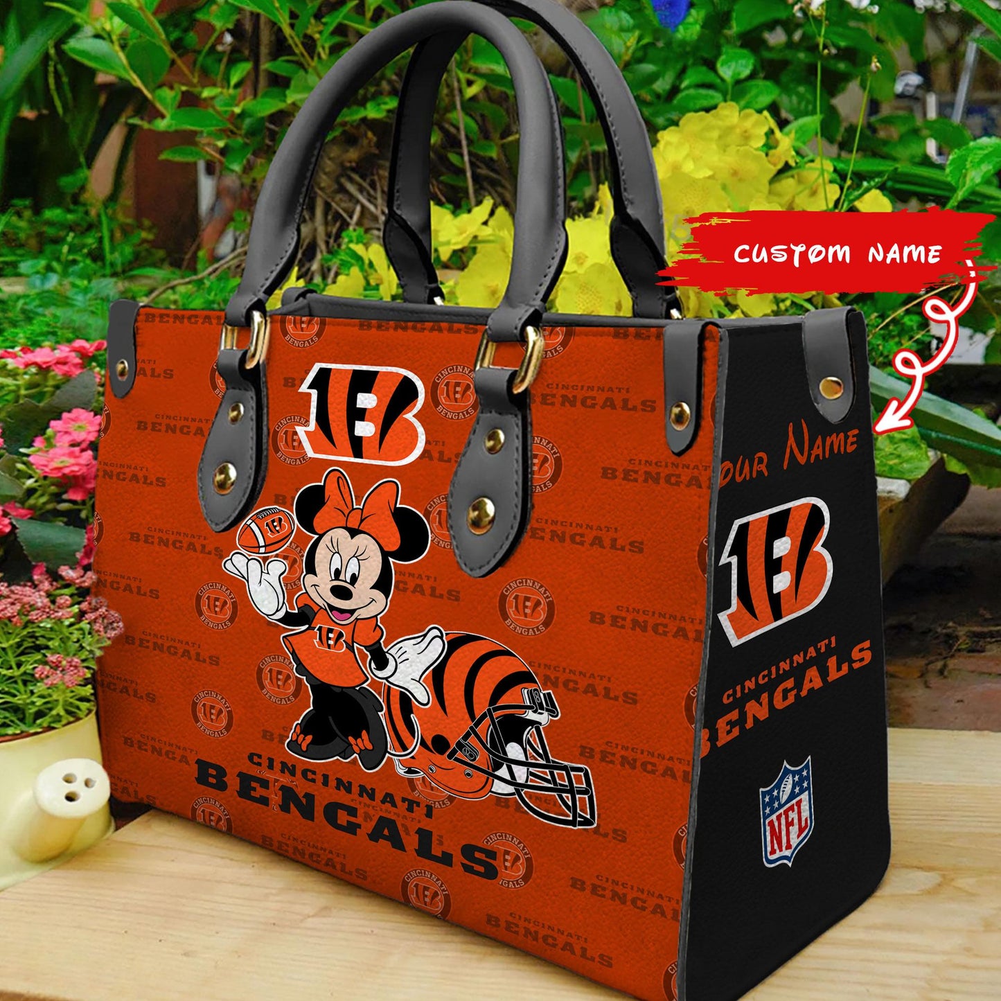 Cincinnati Bengals Personalized Leather Hand Bag BB400