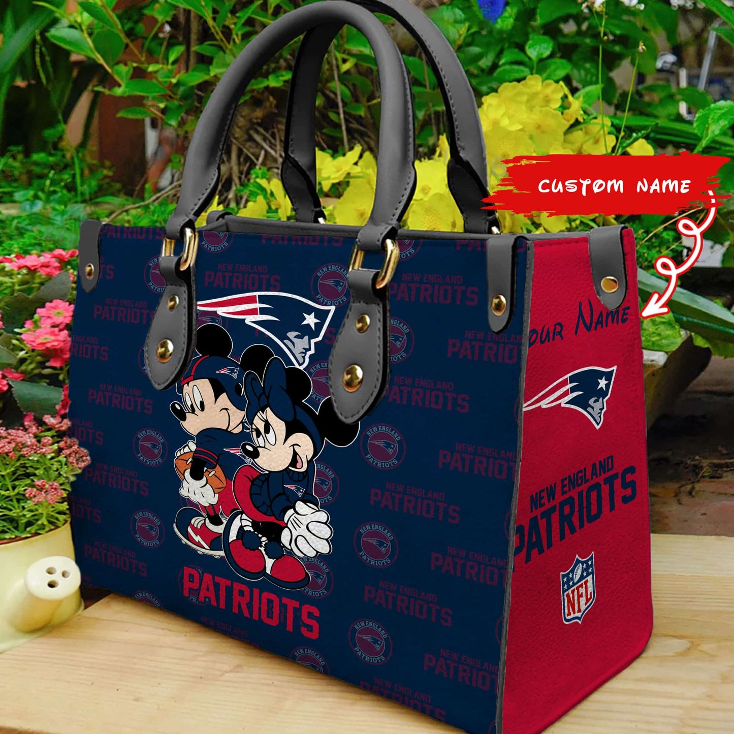 New England Patriots Personalized Leather Hand Bag BB101