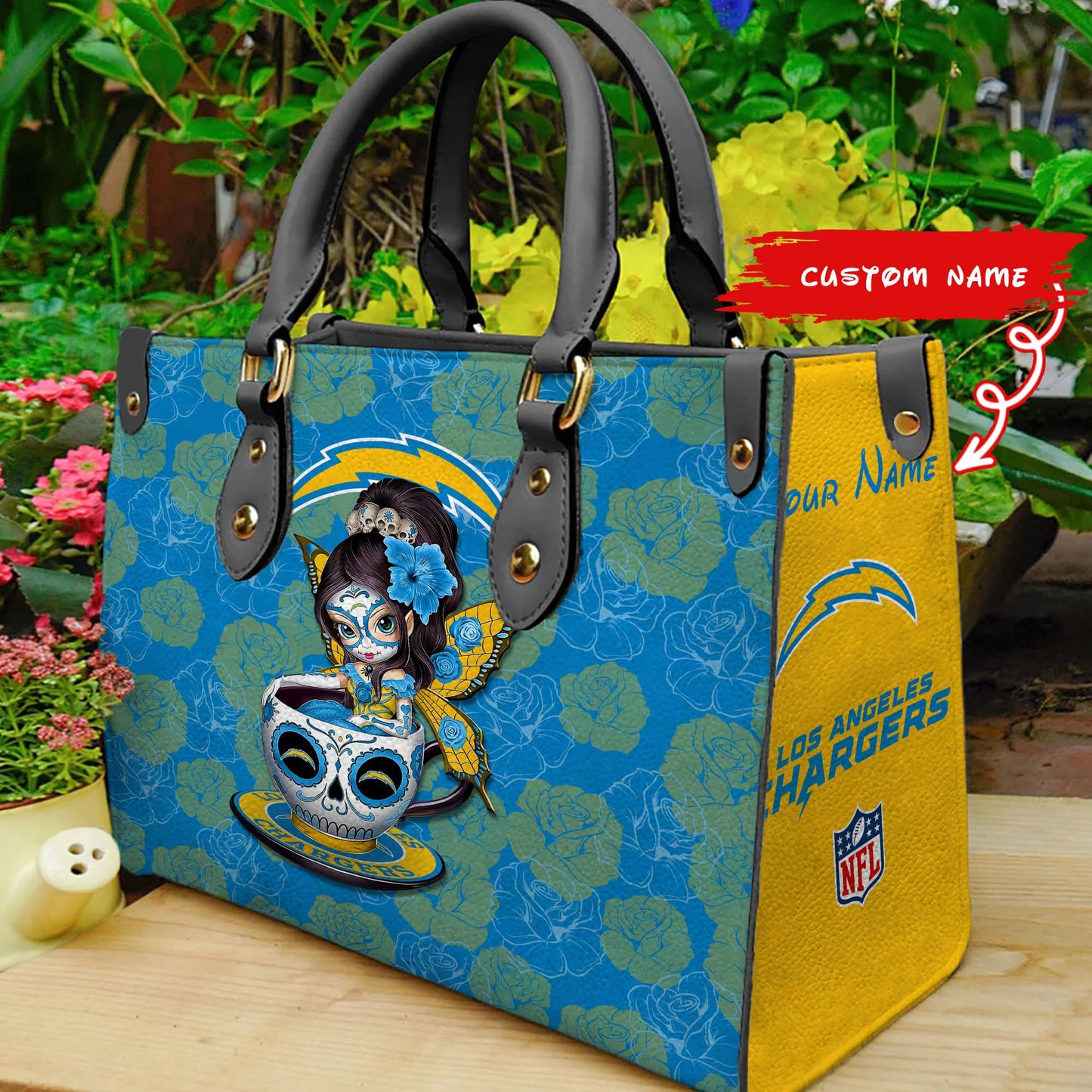 Los Angeles Chargers Personalized Leather Hand Bag BB65