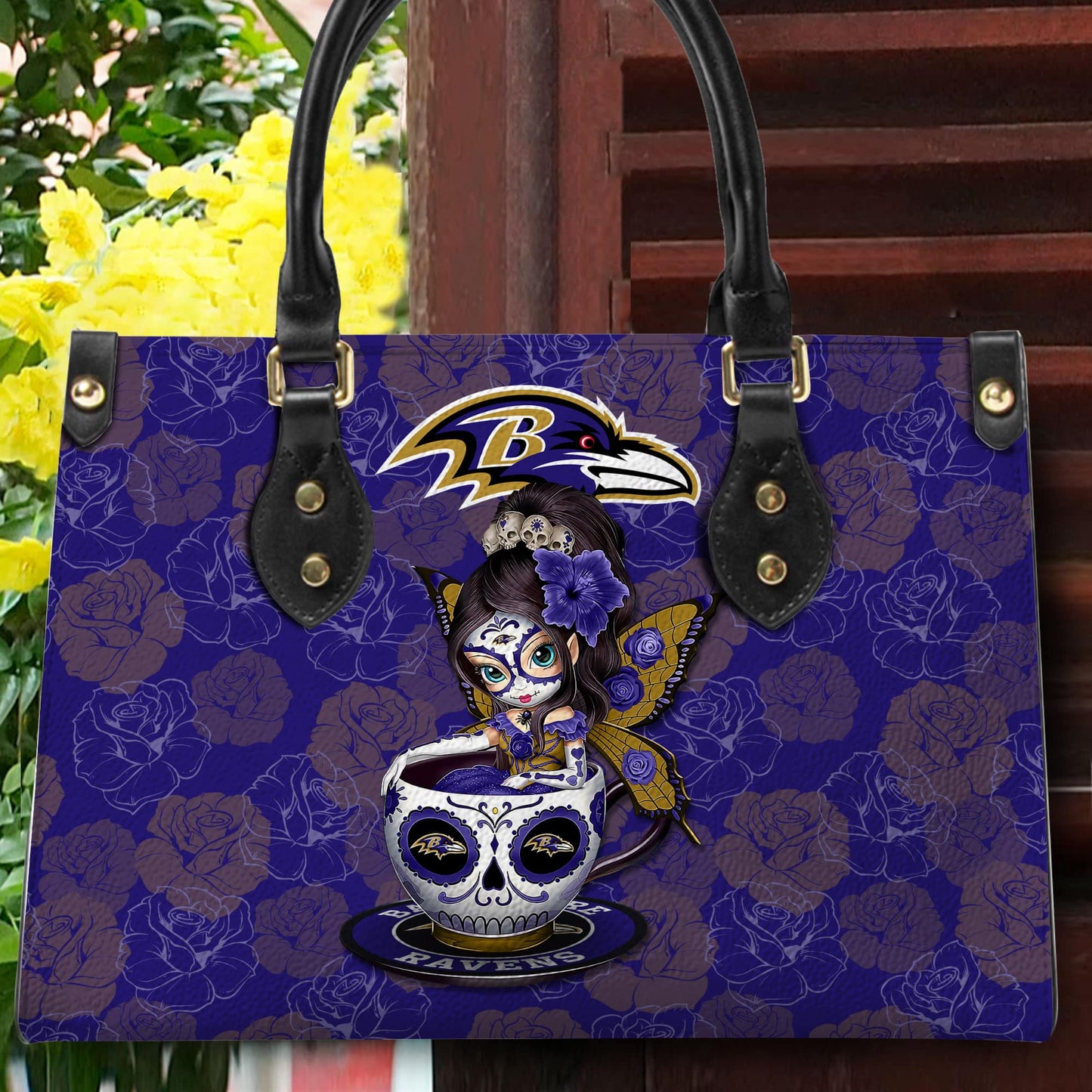 Baltimore Ravens Personalized Leather Hand Bag BB50