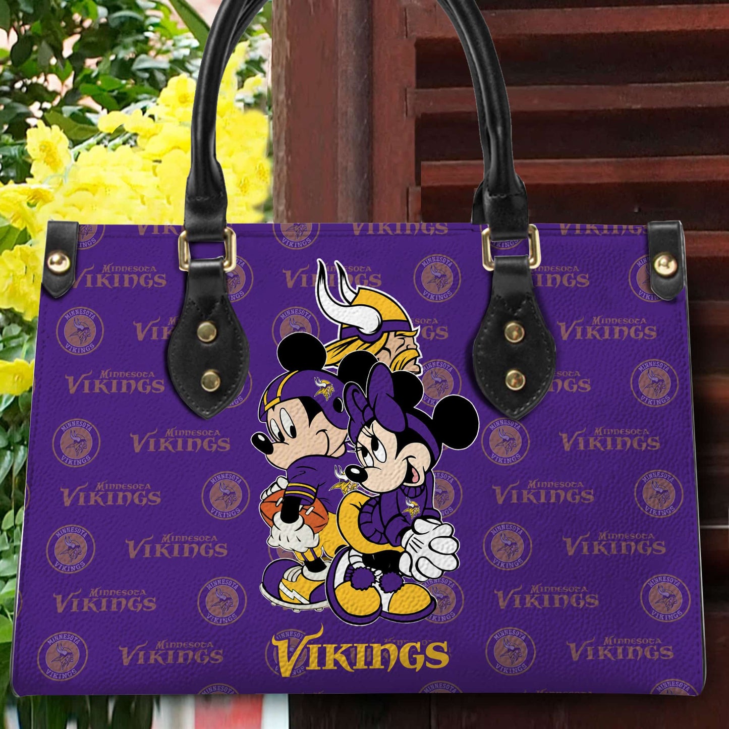 Minnesota Vikings Personalized Leather Hand Bag BB100