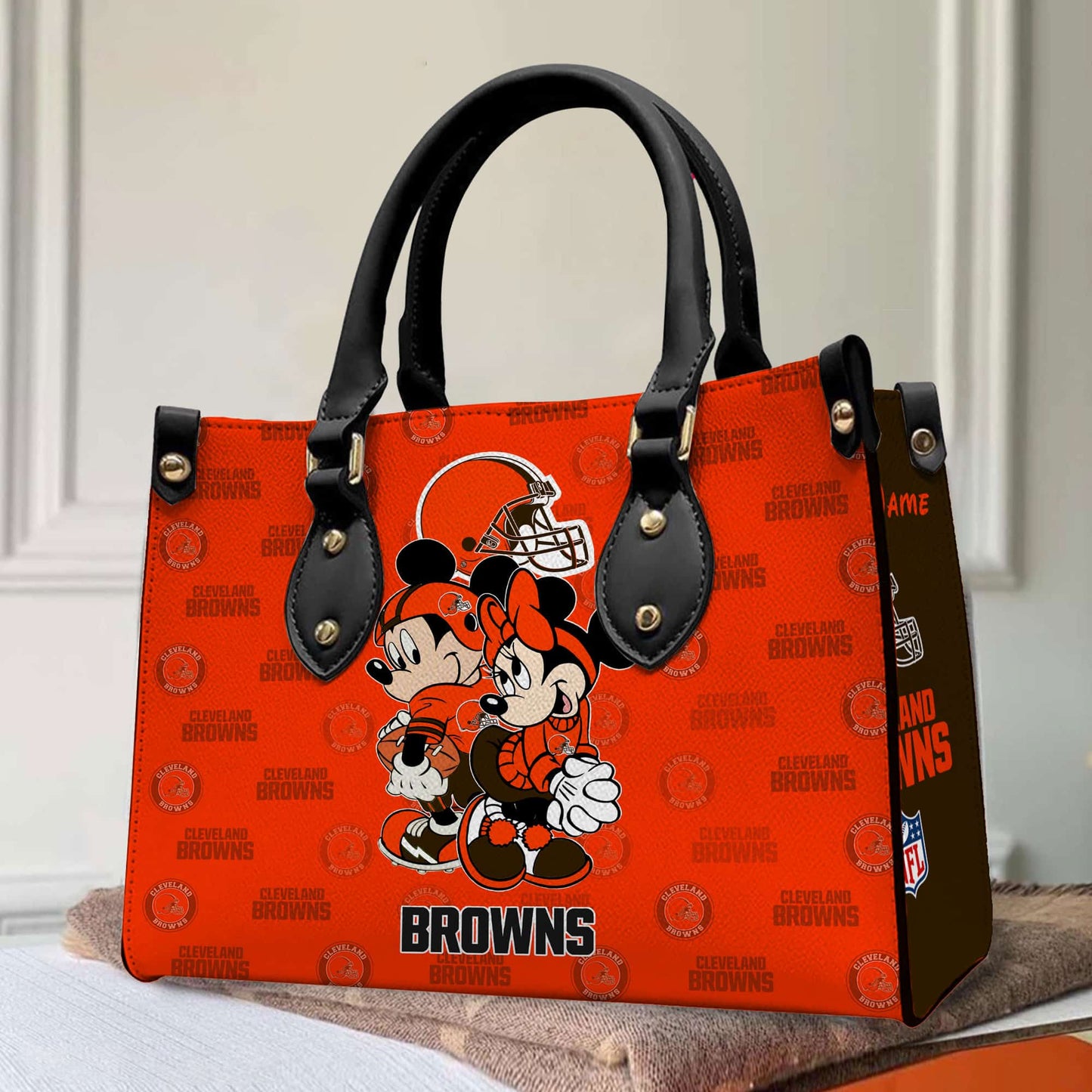 Cleveland Browns Personalized Leather Hand Bag BB87