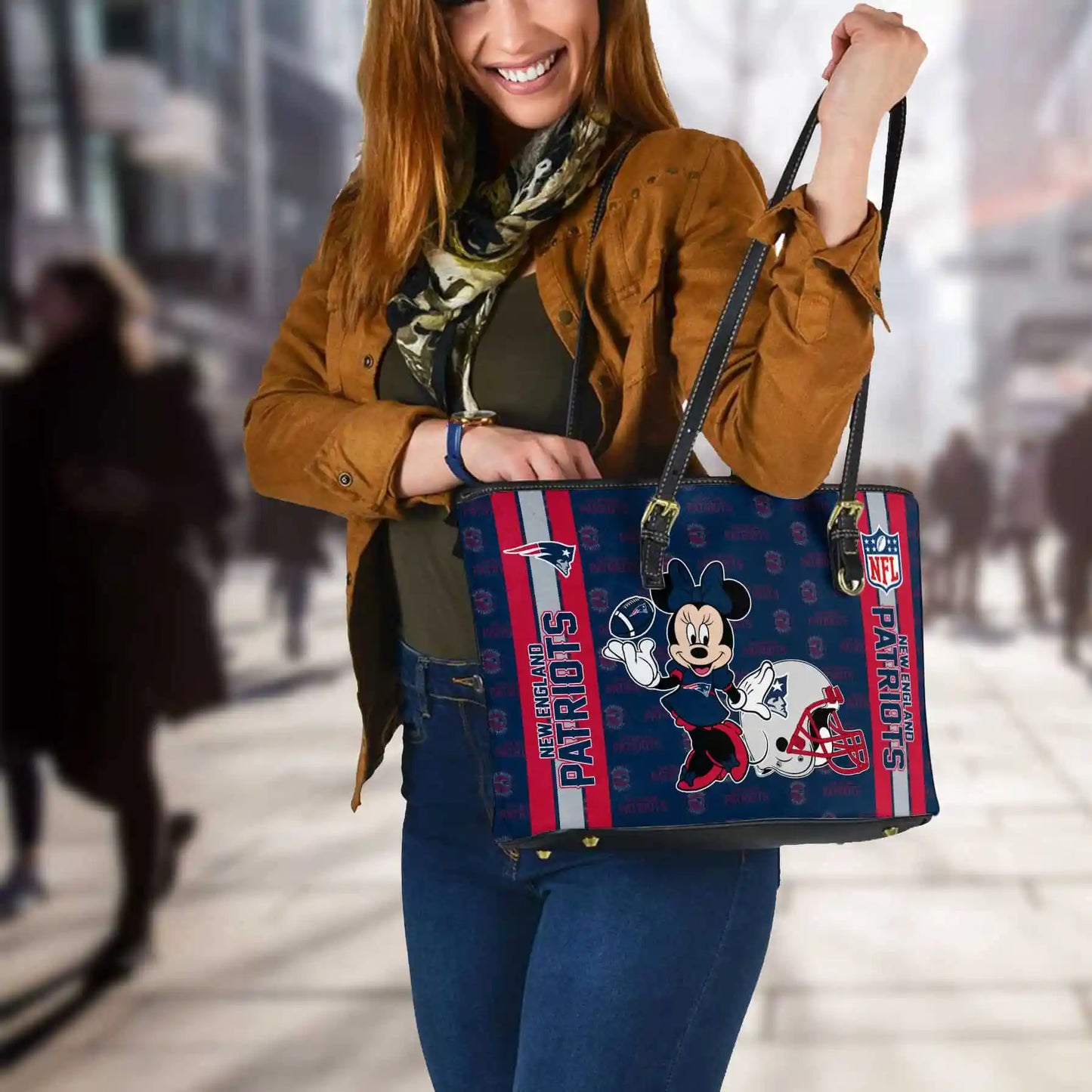 New England Patriots Women Leather Tote Hand Bag BB32