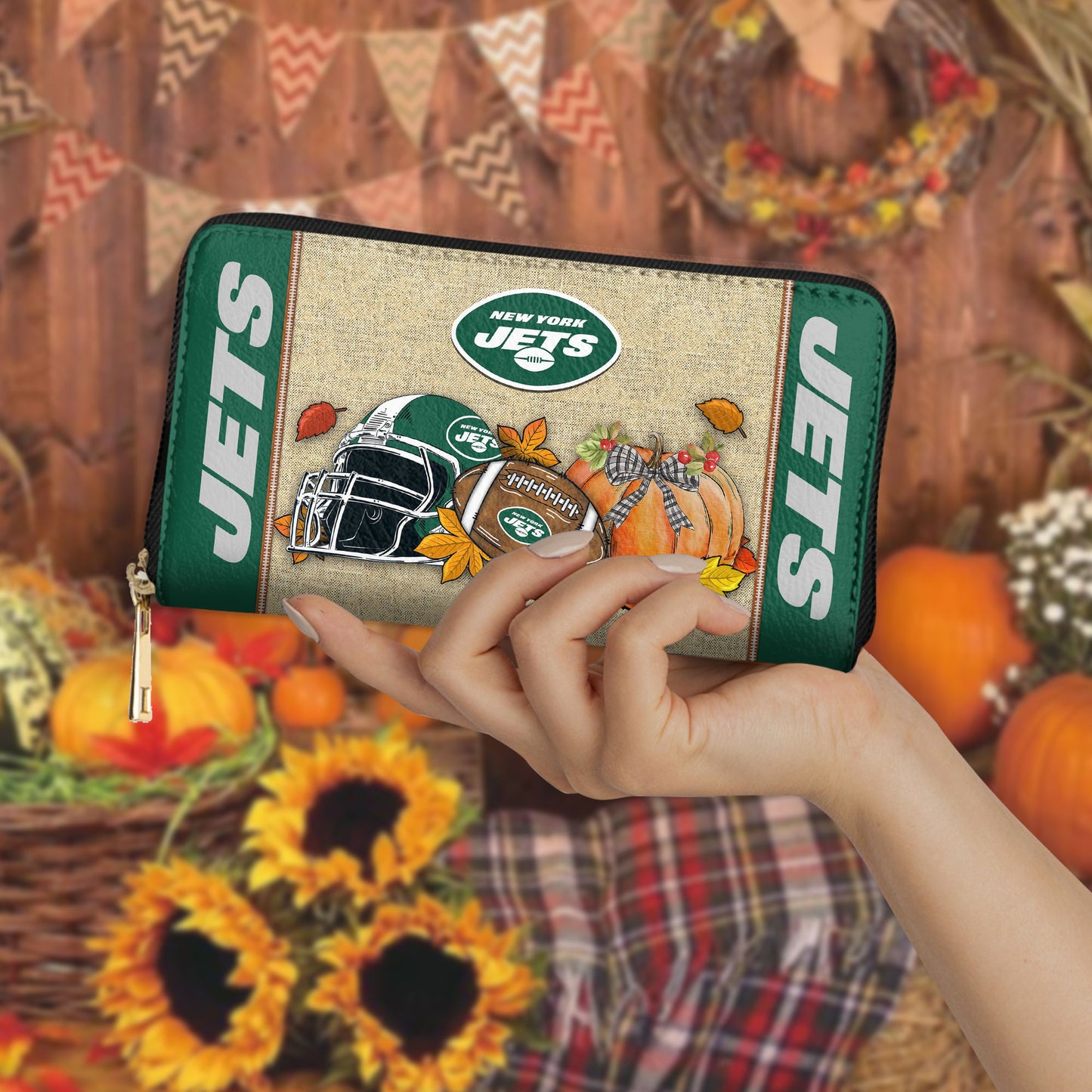 New York Jets Women Zip Around Wallet Perfect Gift AZBTWWL000007