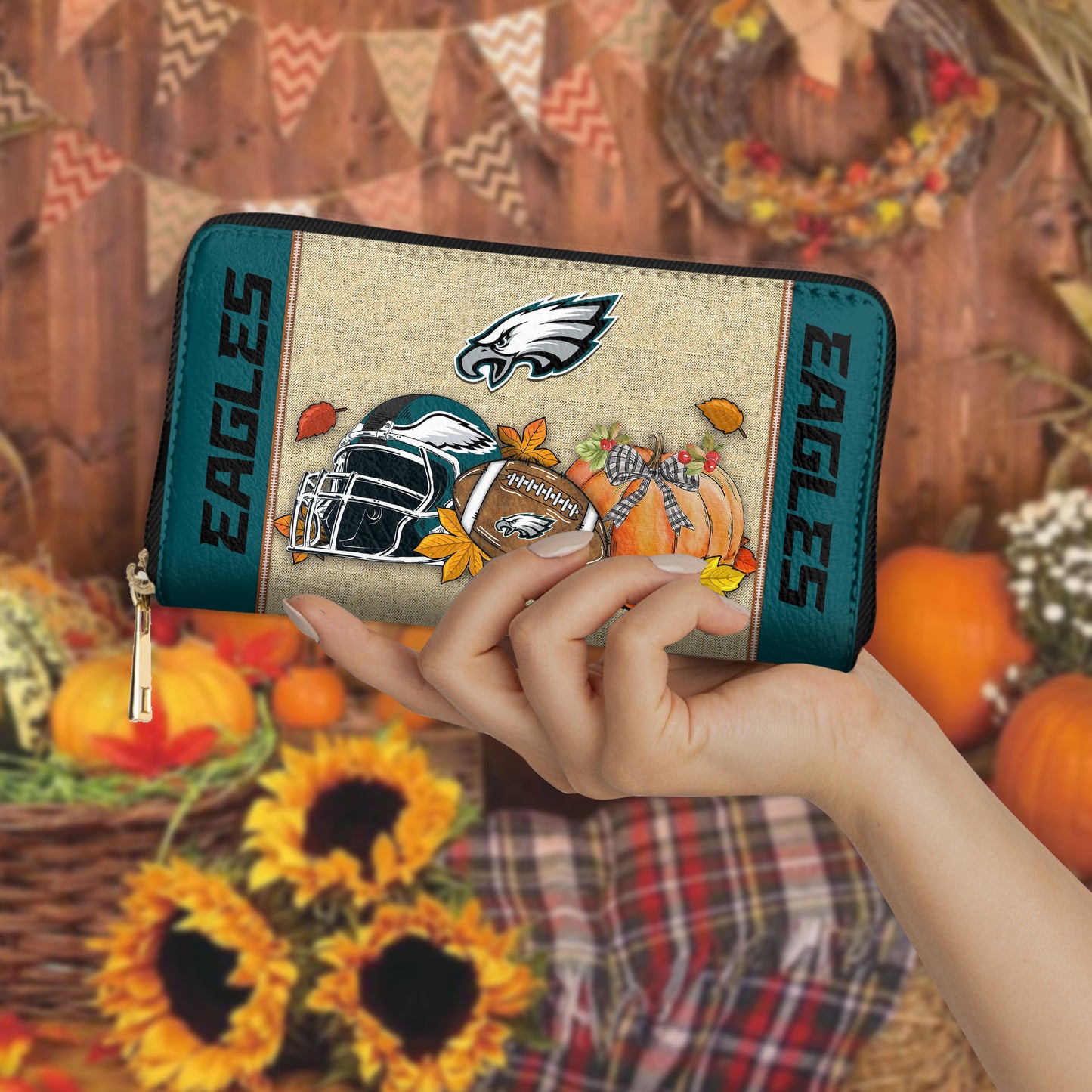 Philadelphia Eagles Women Zip Around Wallet Perfect Gift AZBTWWL000009