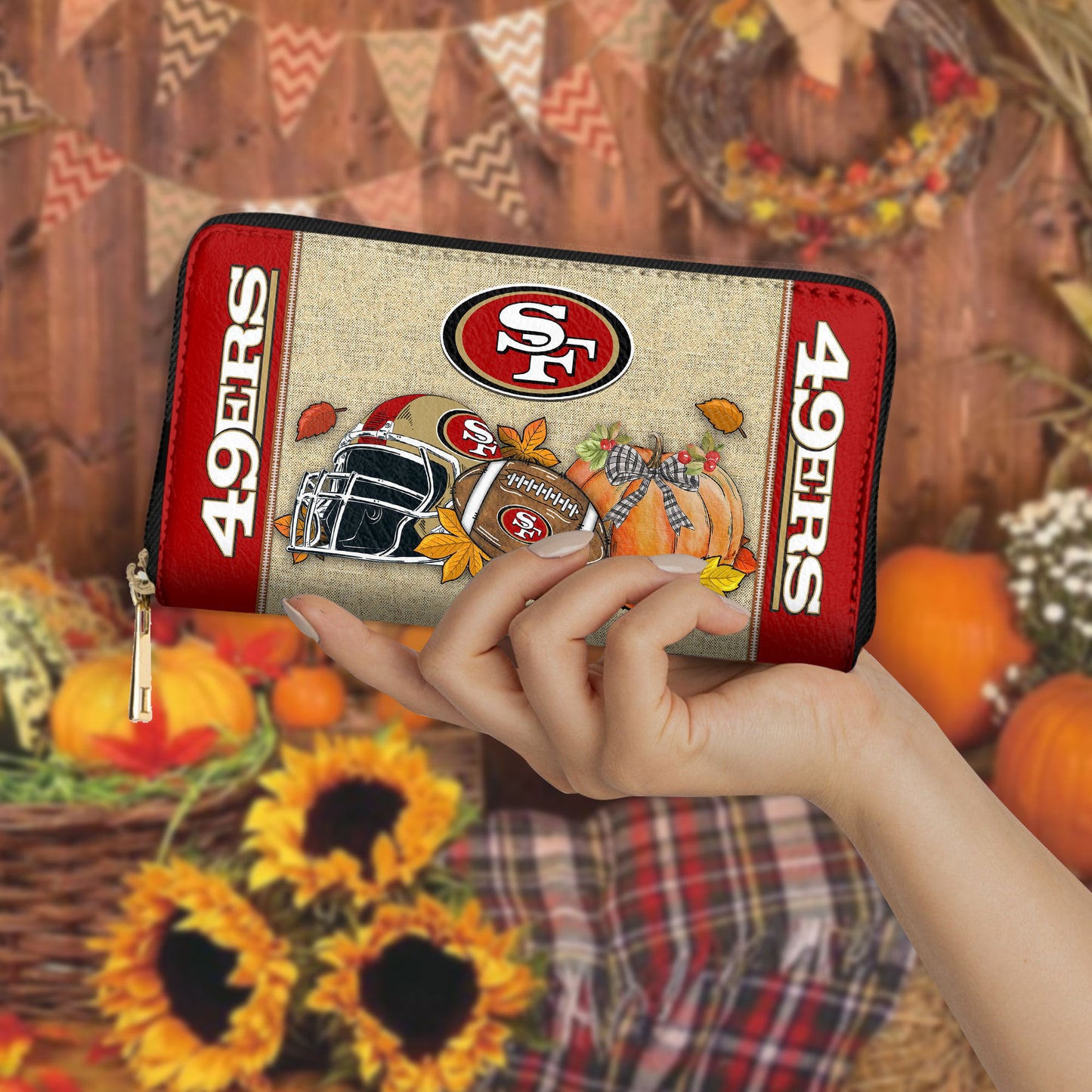 San Francisco 49ers Women Zip Around Wallet Perfect Gift AZBTWWL000013