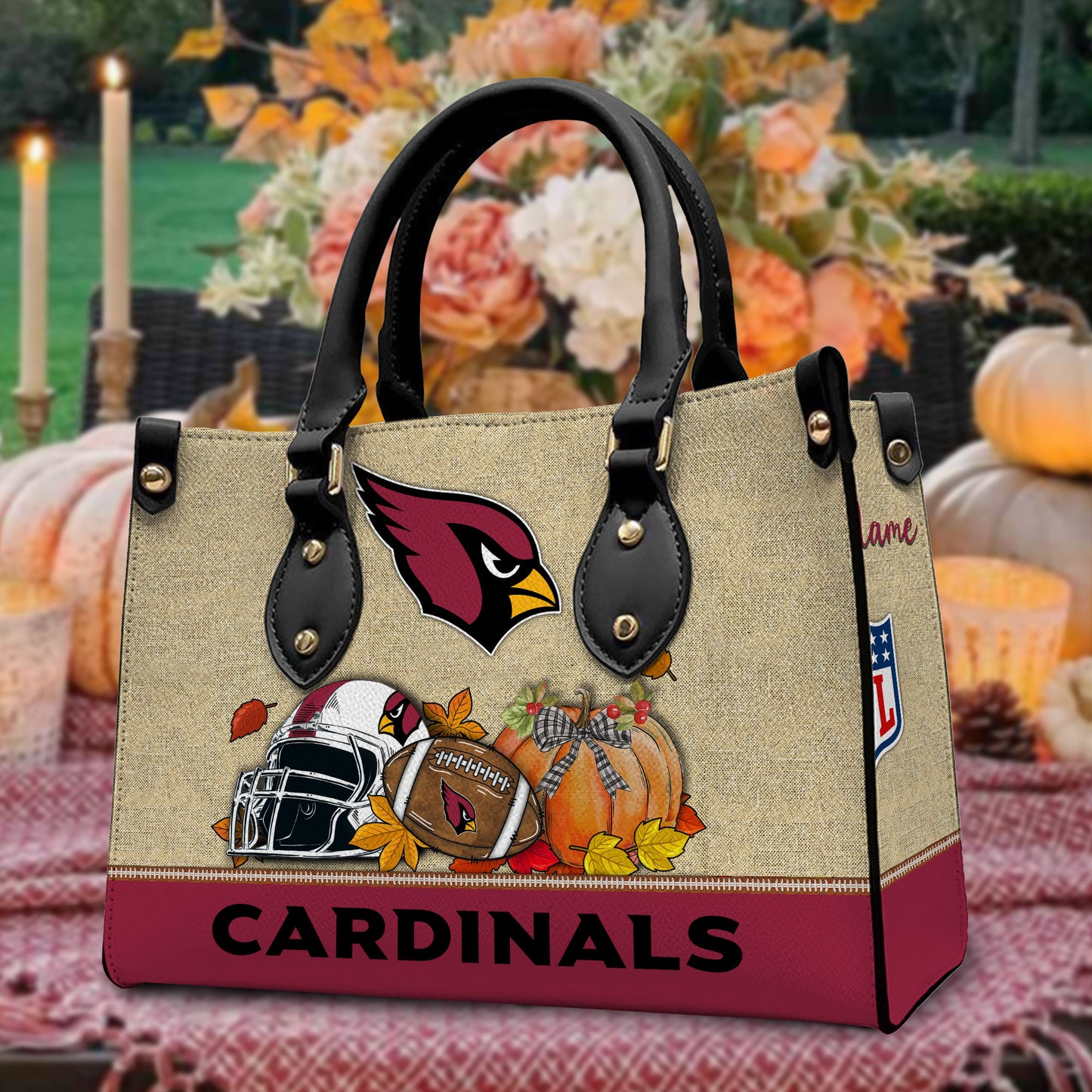 Arizona Cardinals Personalized Leather Hand Bag AZBTLHB000021