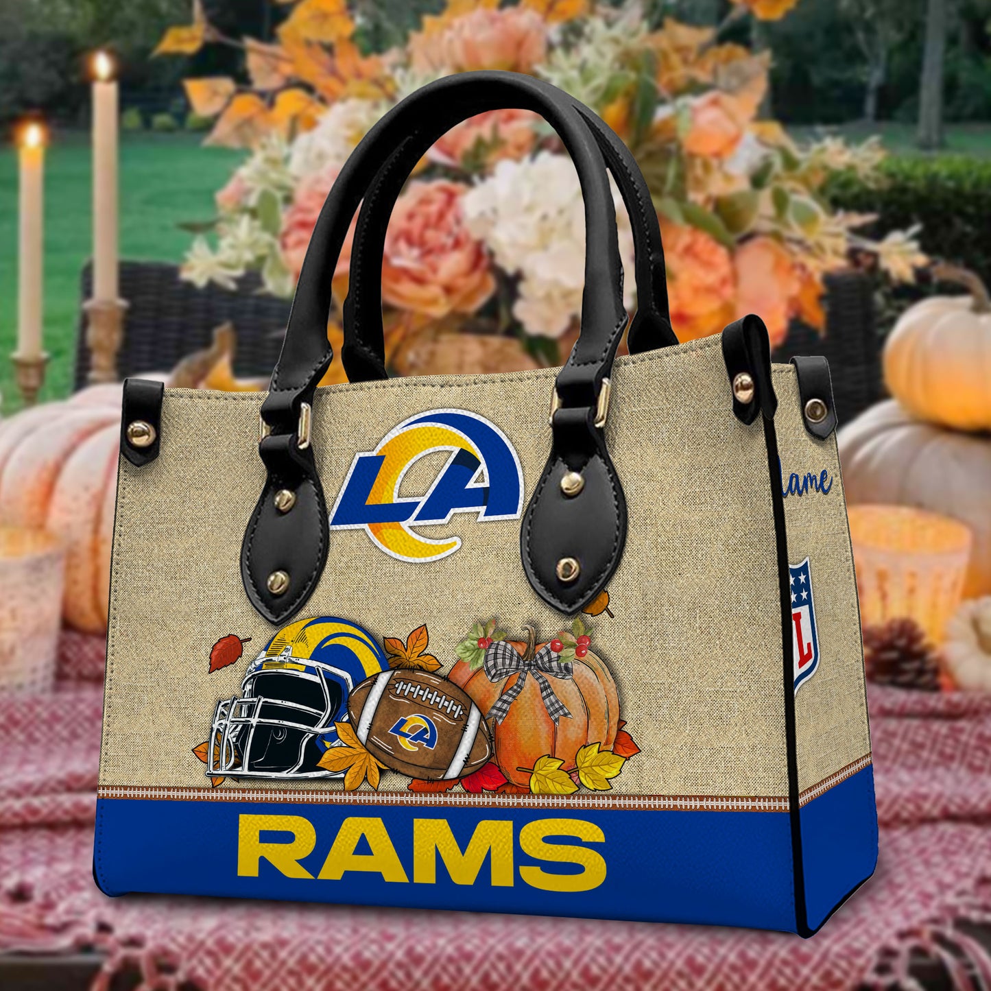 Los Angeles Rams Personalized Leather Hand Bag AZBTLHB000011