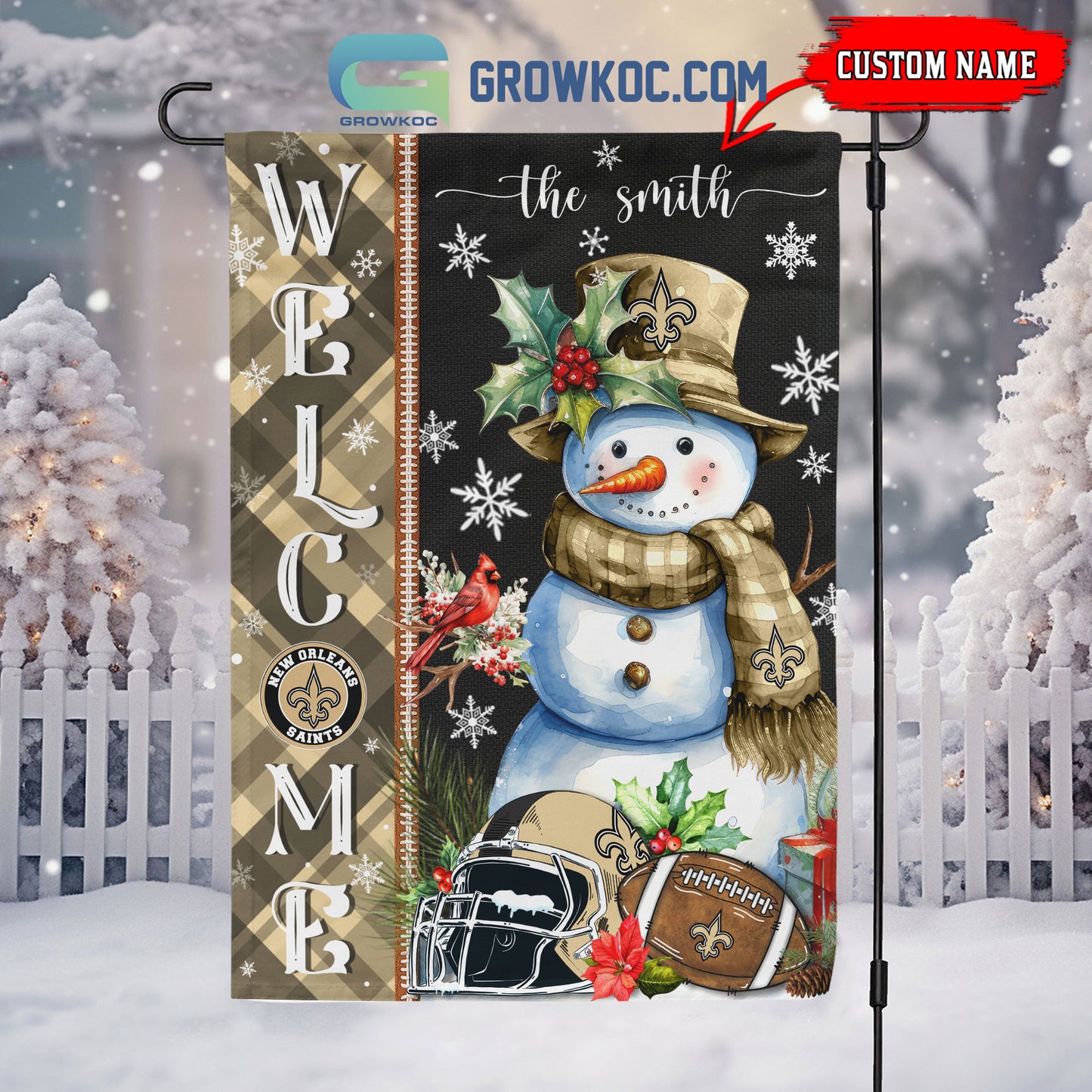 New Orleans Saints Christmas Personalized Flag BGFLAG542