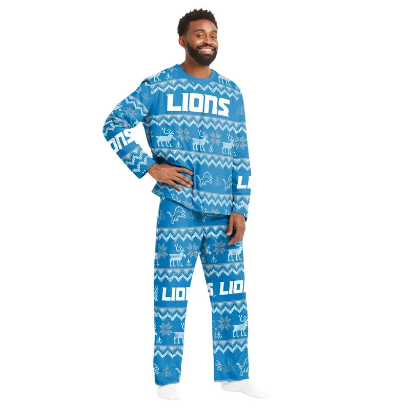 Detroit Lions Family Holiday Pajamas AZCPYZAM075