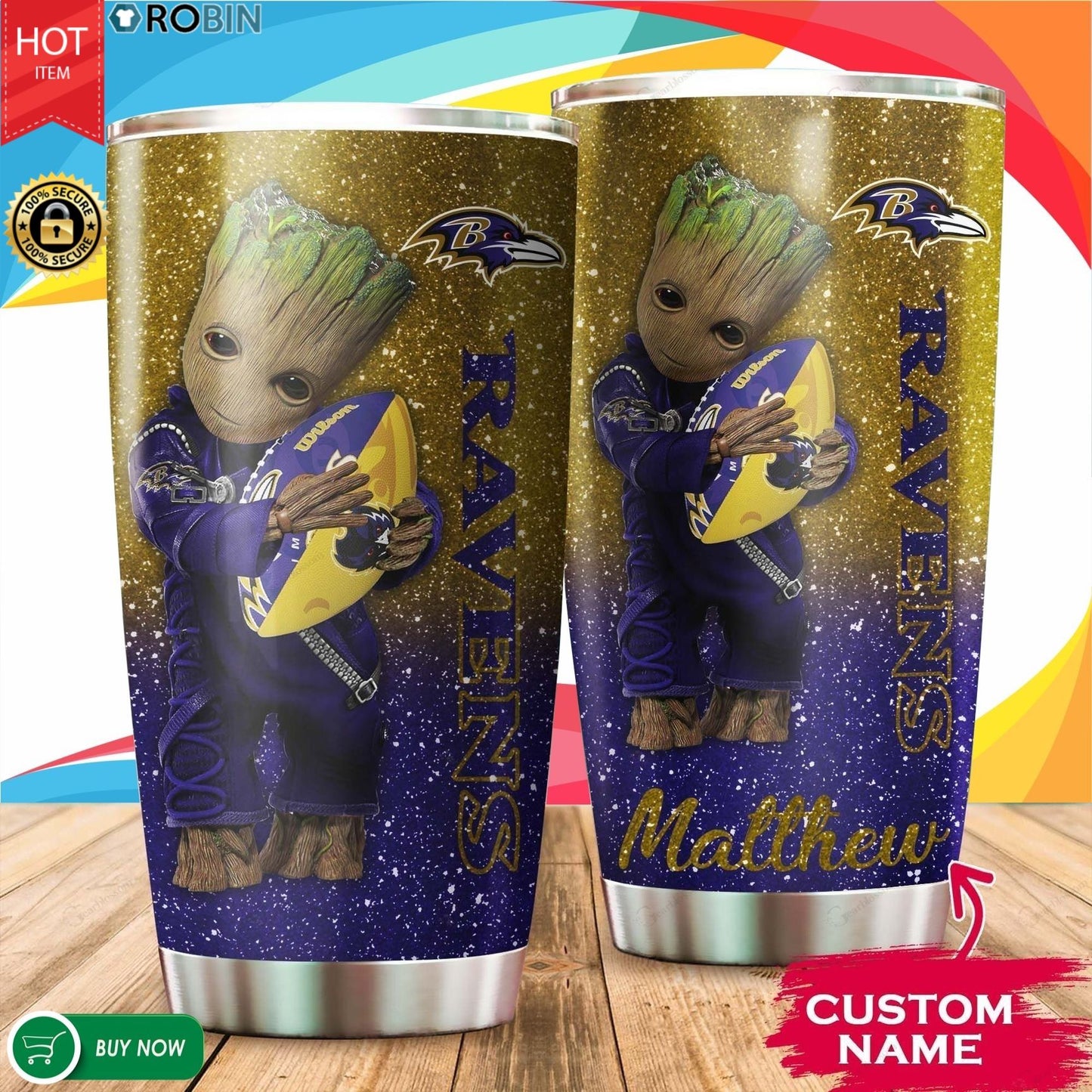 Baltimore Ravens Personalized Tumbler BG497
