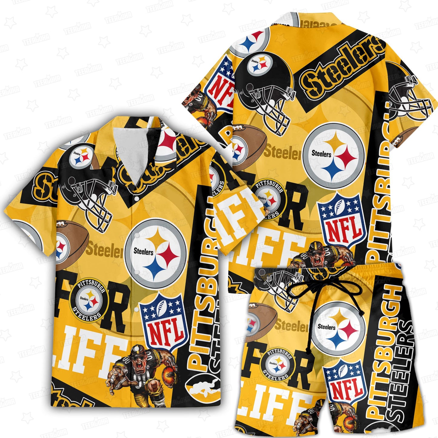 Pittsburgh Steelers Custom Limited Edition For Life Hawaiian Shirt and Shorts AZHAHWSS000247