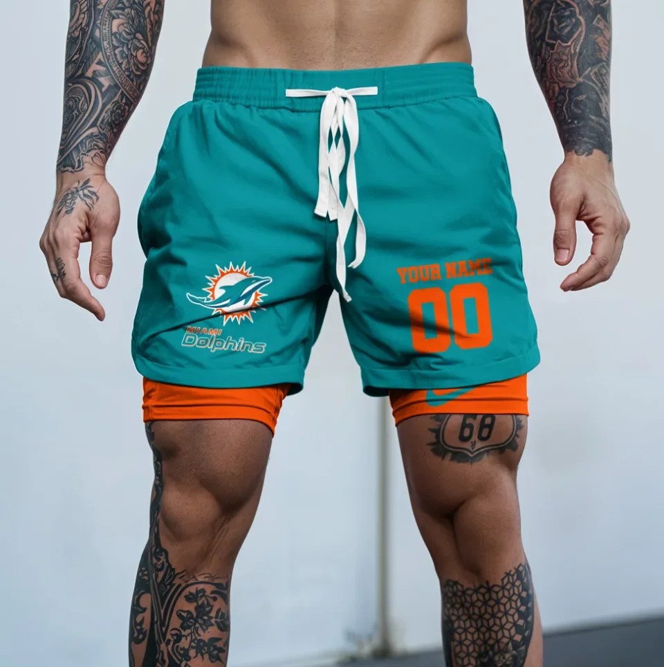 Miami Dolphins New Trending Men Double Layer Casual Shorts AZHADLCS000002