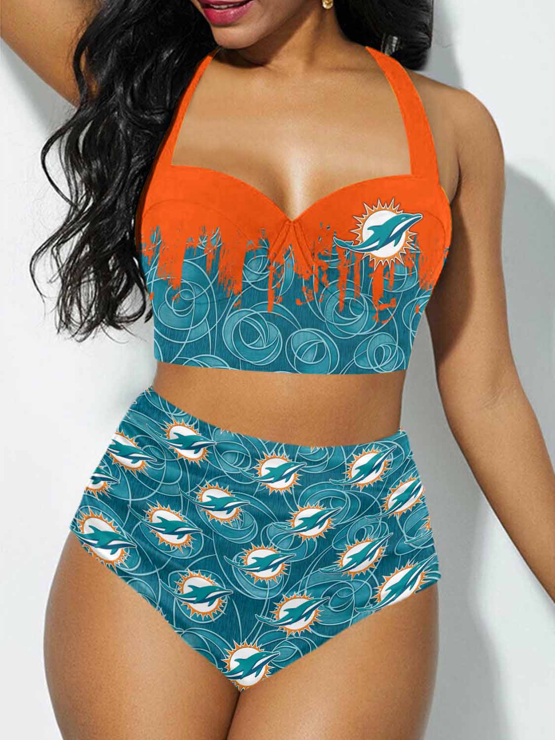 Miami Dolphins Sexy Print Bikini Swimsuit 158
