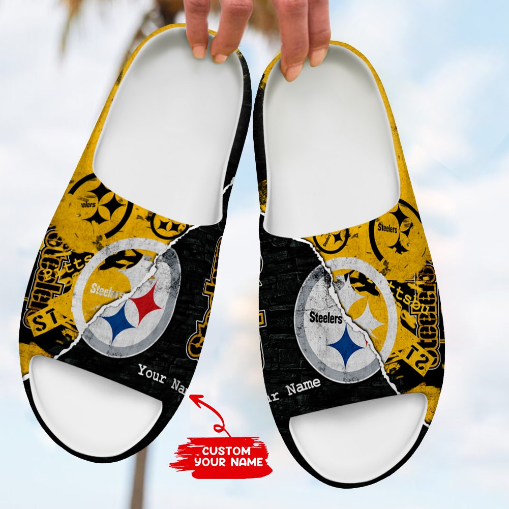 Pittsburgh Steelers Personalized Yeezy Slippers Shoes SPT083