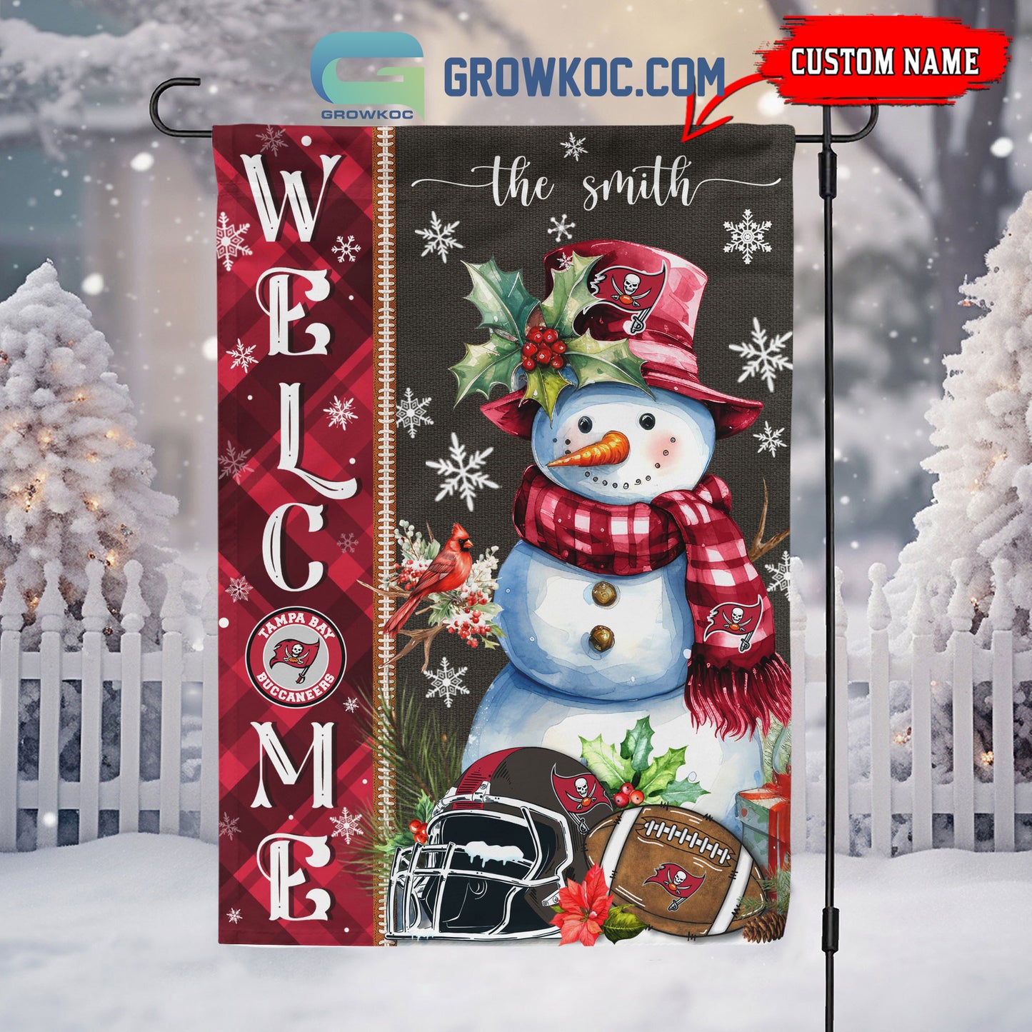 Tampa Bay Buccaneers Christmas Personalized Flag BGFLAG549