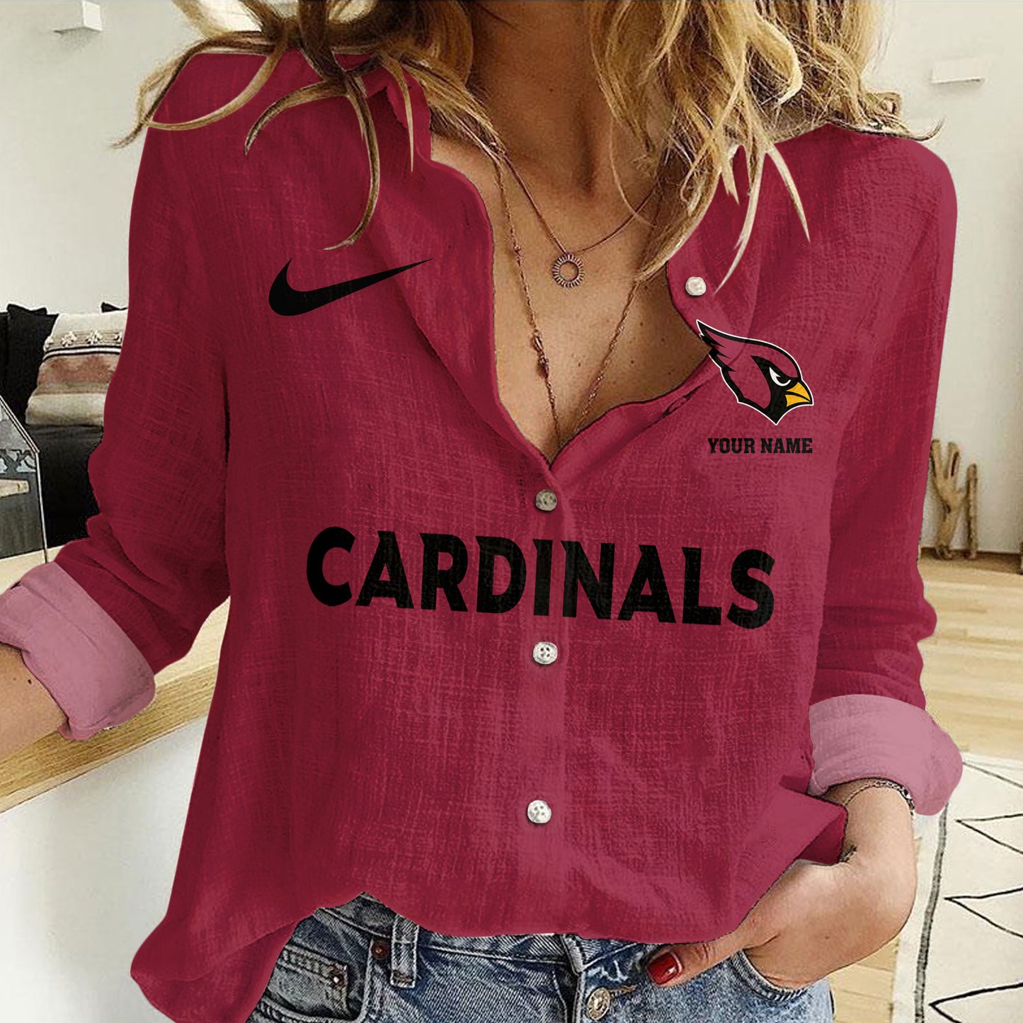 Arizona Cardinals Personalized Woman Shirt AZBTLWS000012