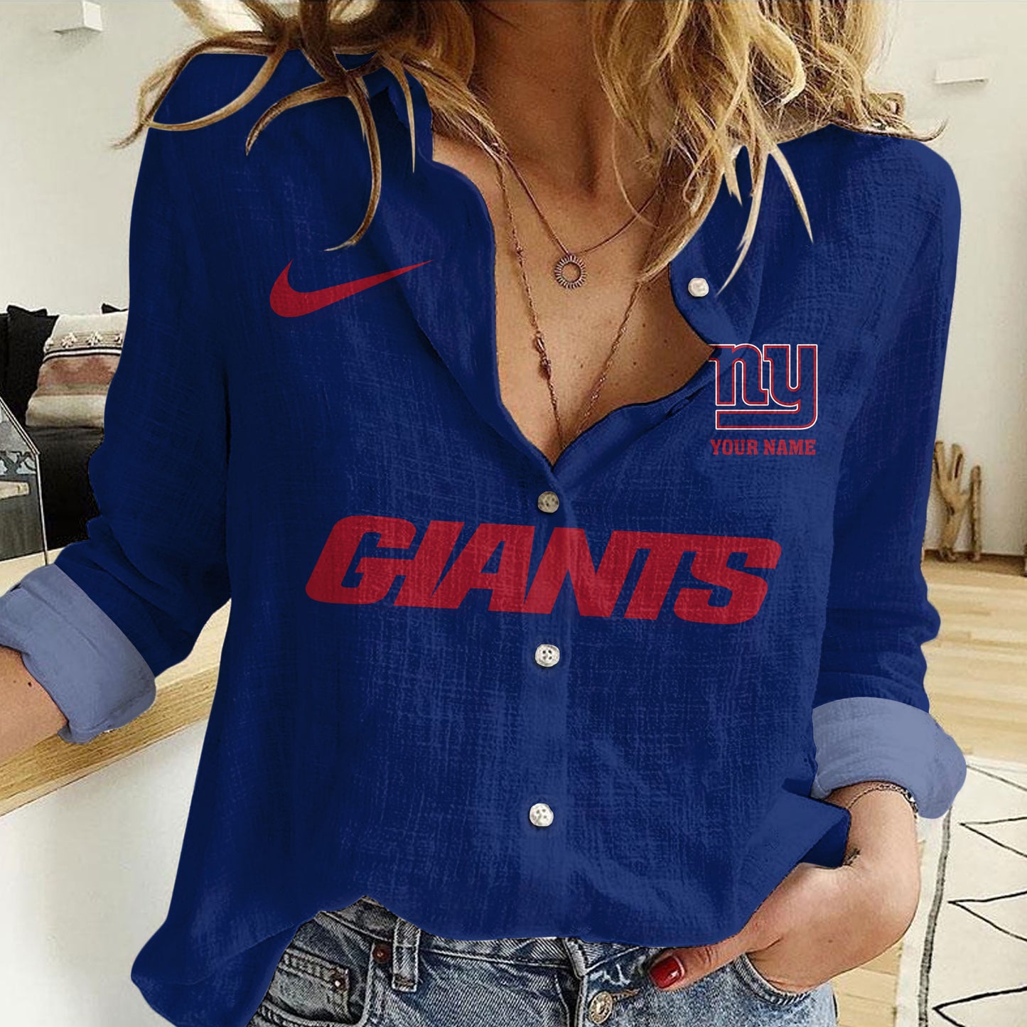 New York Giants Personalized Woman Shirt AZBTLWS000006