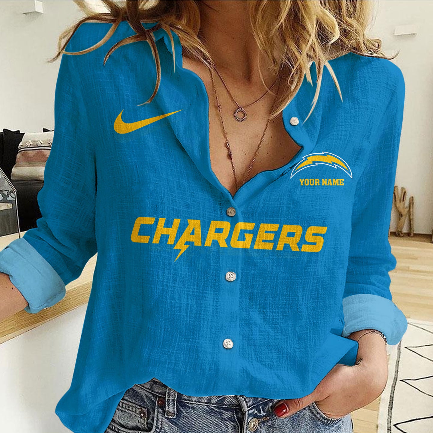 Los Angeles Chargers Personalized Woman Shirt AZBTLWS000027