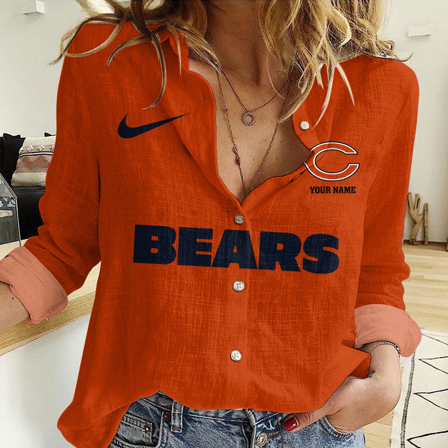 Chicago Bears Personalized Woman Shirt AZBTLWS000018