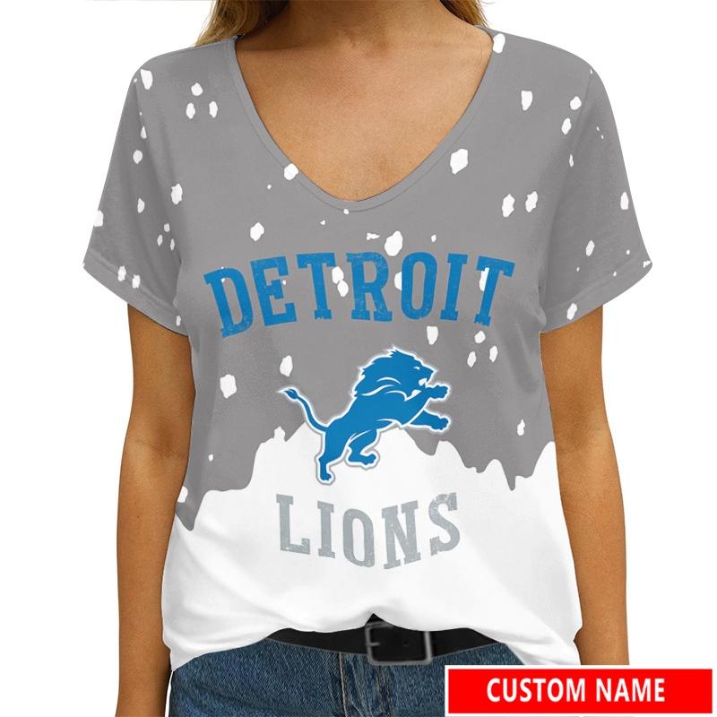 Detroit Lions Personalized V-neck Women T-shirt AGCWTS616