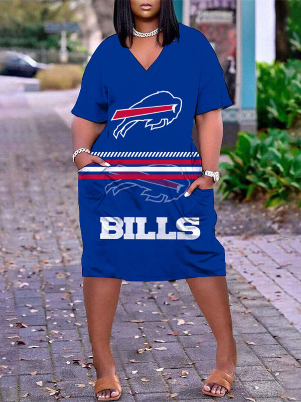 Buffalo Bills V-neck Casual Pocket Dress Limited Edition AZBTVCPD000464