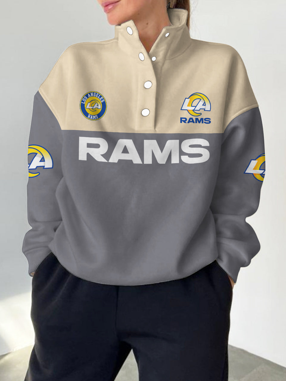 Los Angeles Rams Casual Colorful Stand Collar Sweatshirt AZBTSCSW000399
