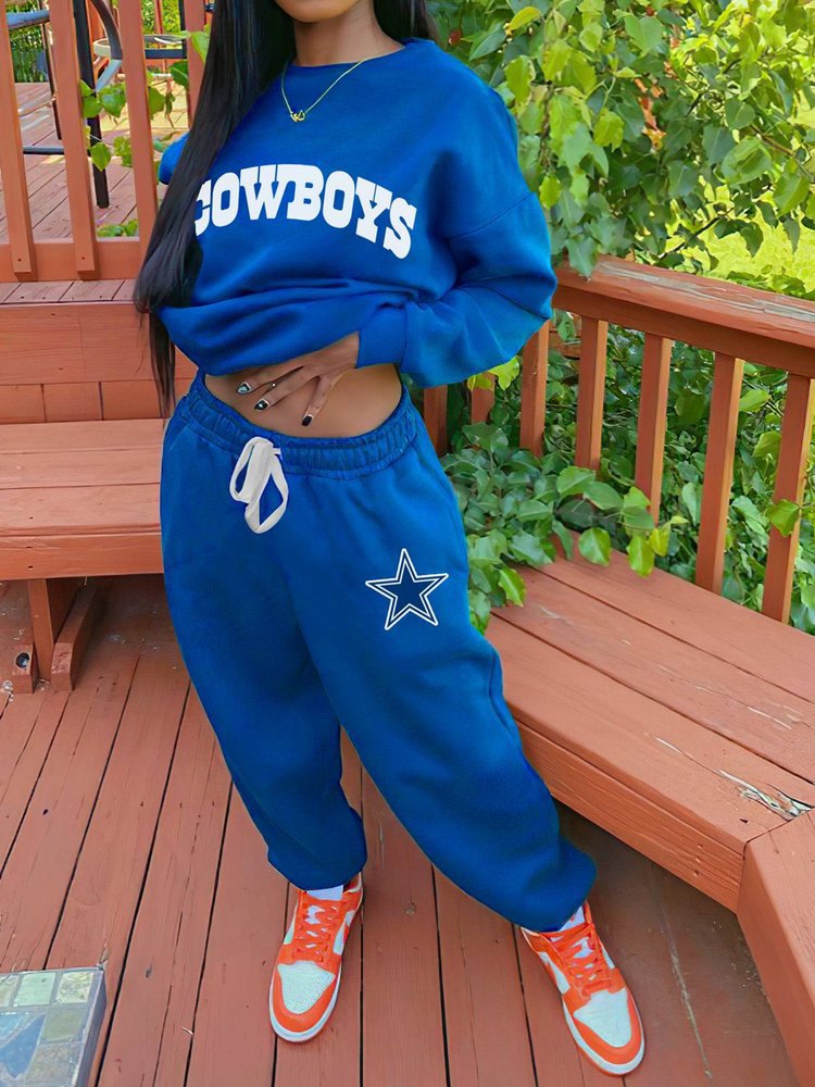 Dallas Cowboys Drop Shoulder Sweatshirt and Sweatpants AZBTDSS000023