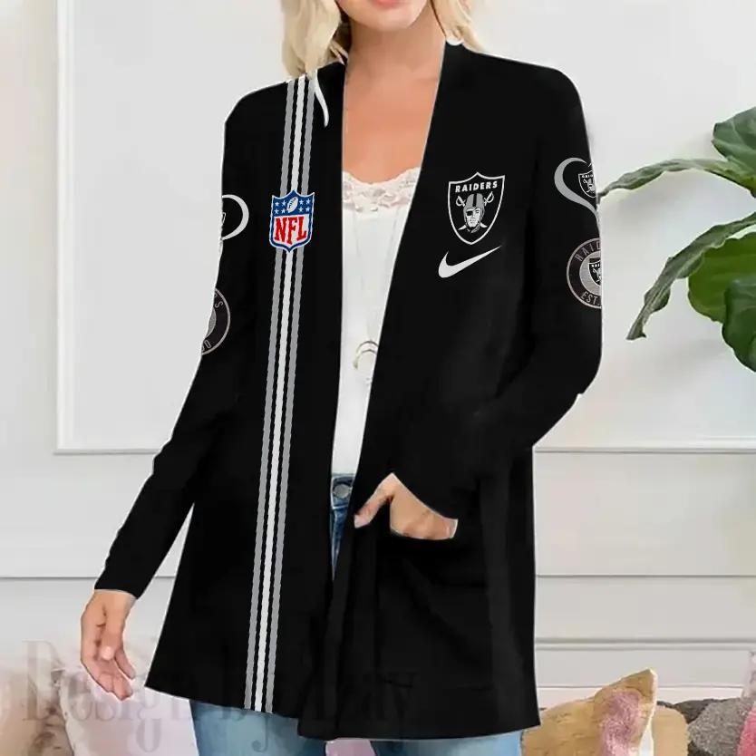 Las Vegas Raiders Women Patch Pocket Cardigan BT102