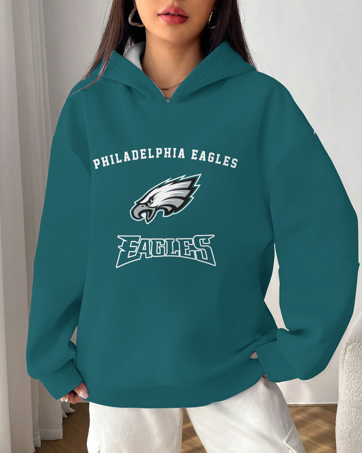 Philadelphia Eagles Printed Hooded Pocket Pullover Hoodie AZBTPH000071