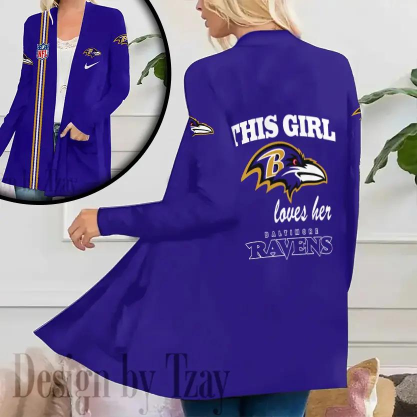 Baltimore Ravens Women Patch Pocket Cardigan BT015