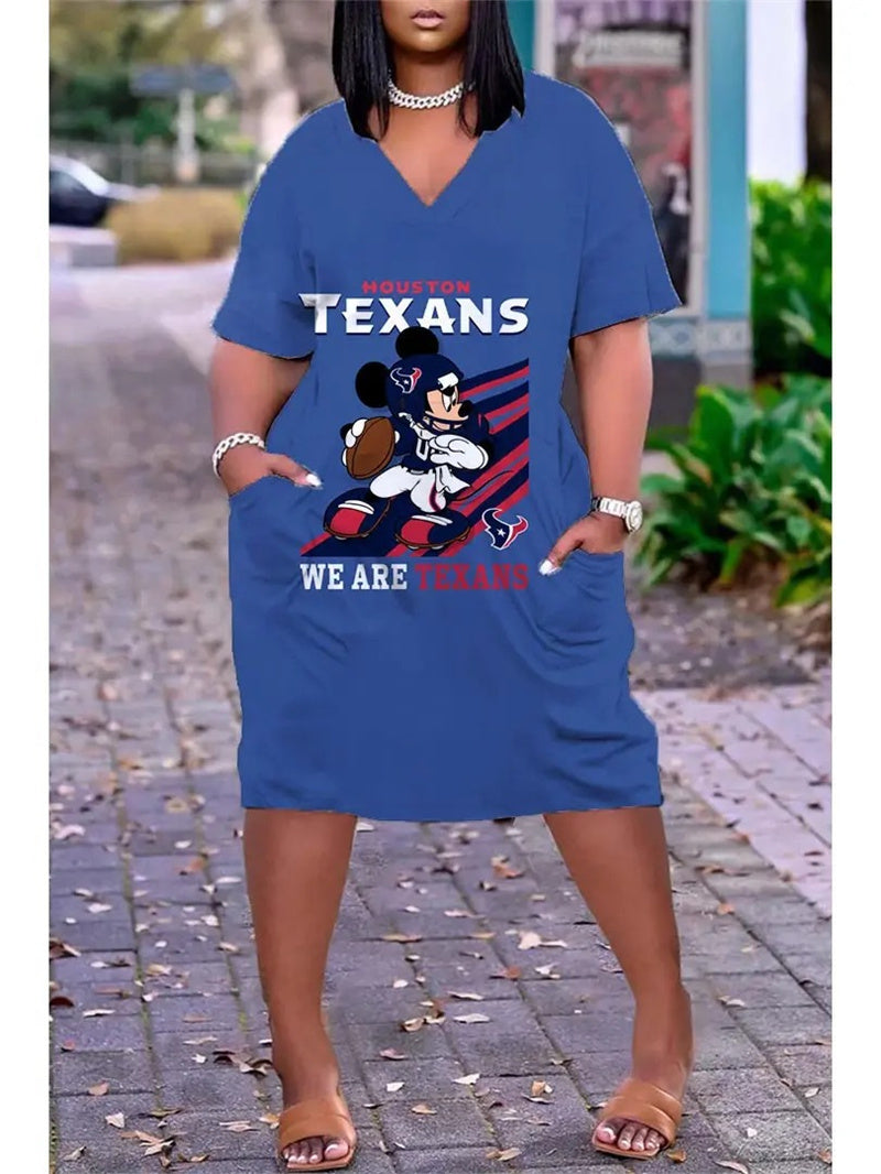 Houston Texans V-neck Casual Pocket Dress Limited Edition AZBTVCPD000218