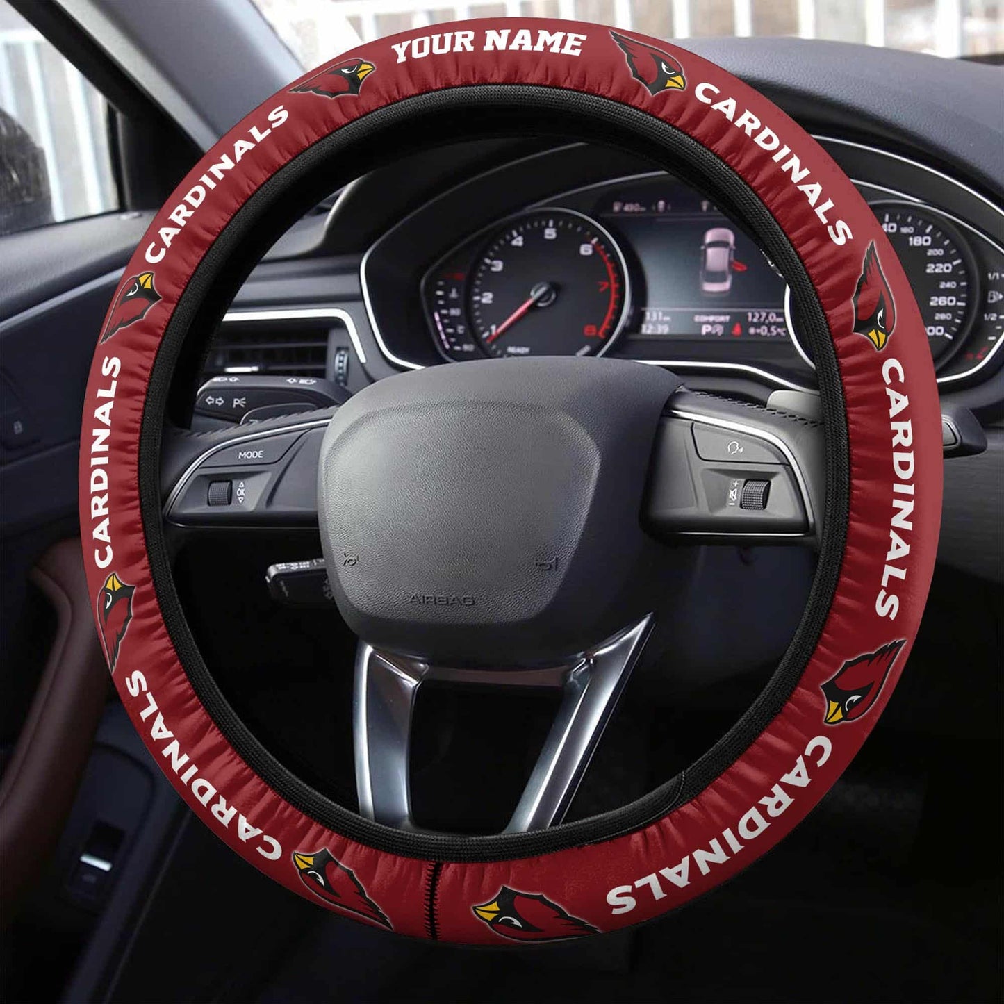 Arizona Cardinals Personalized 3D Steering Wheel Cover 64