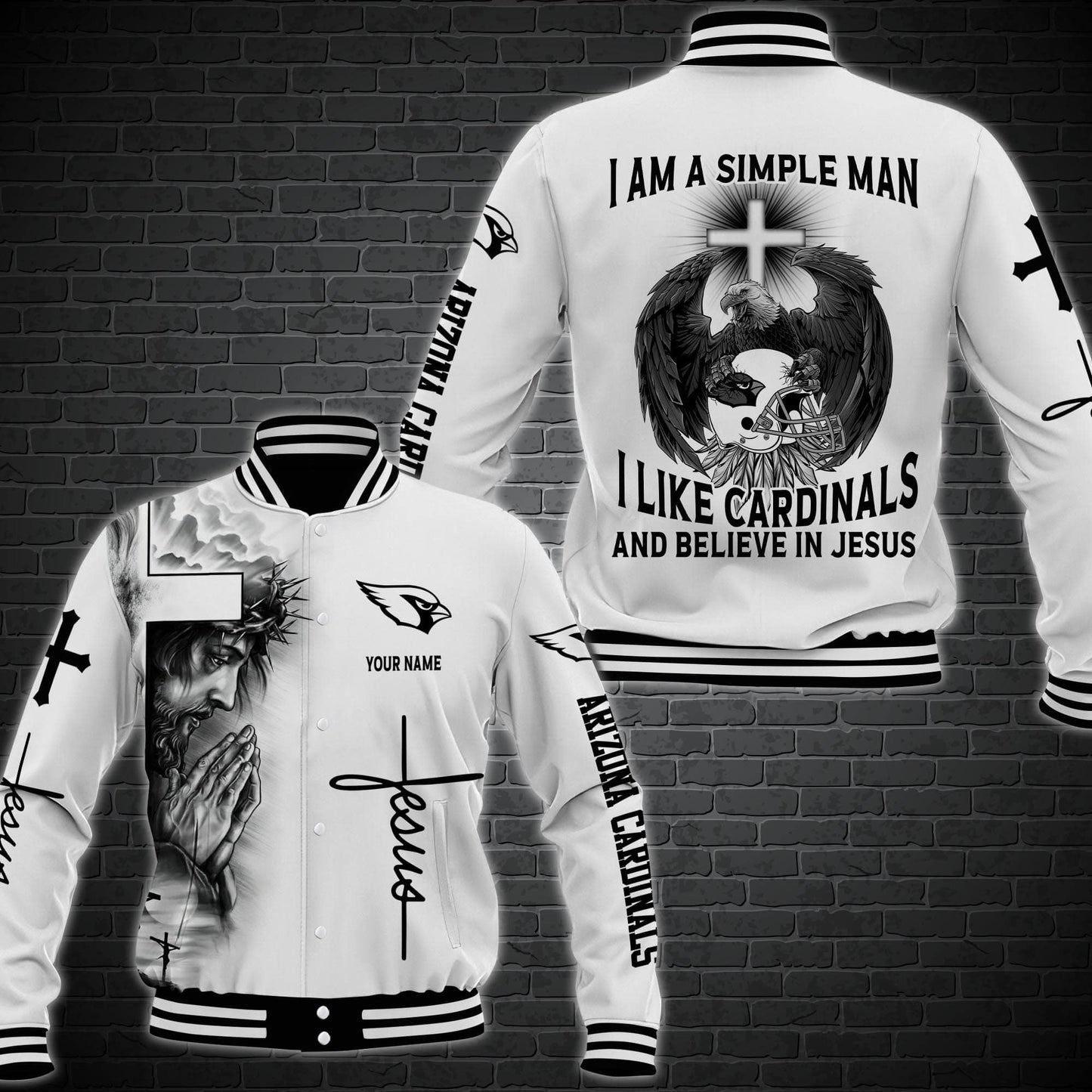 Arizona Cardinals Personalized Baseball Jacket 88