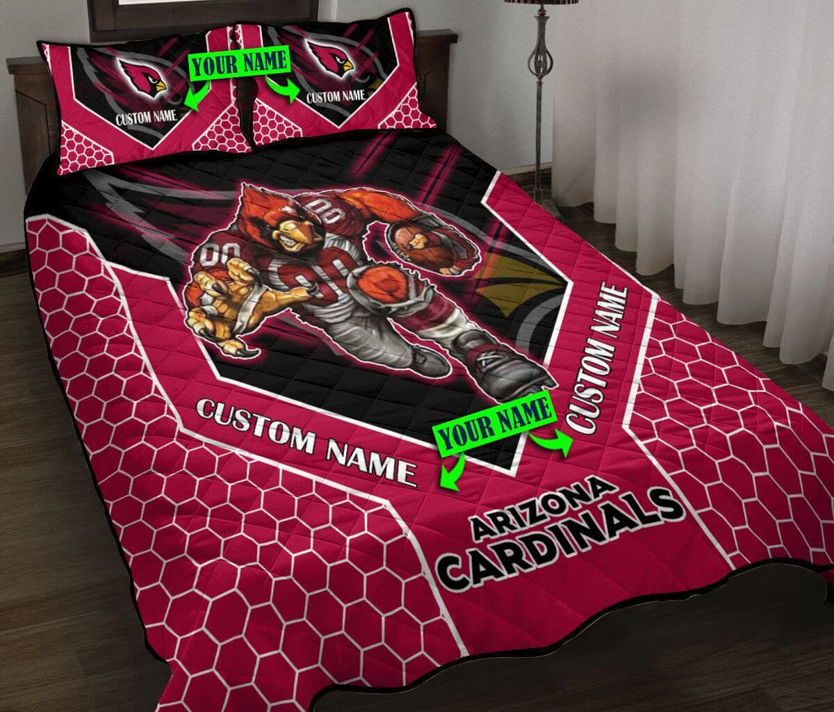 Arizona Cardinals Personalized Quilt Set BG81