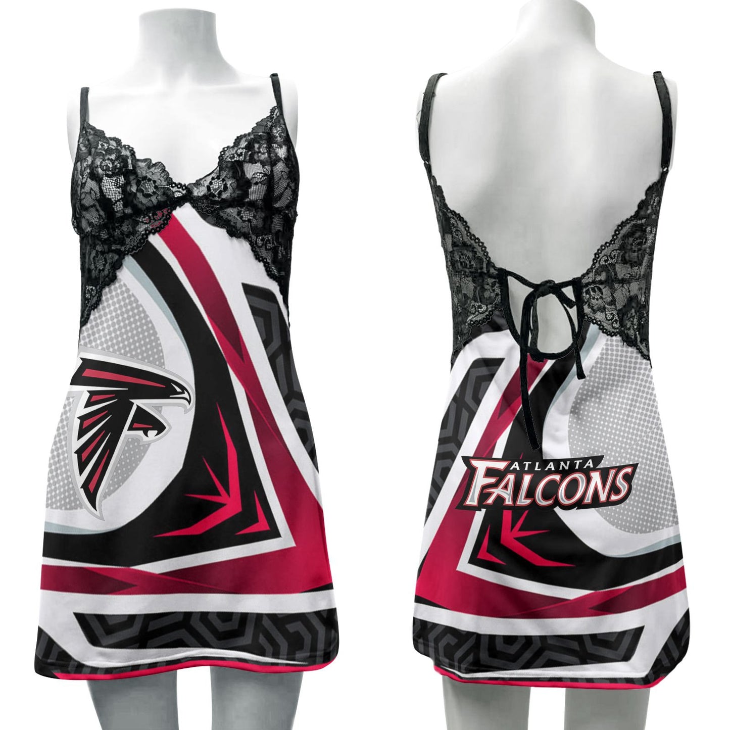 Atlanta Falcons Lace Back Strap Slip Dress 436