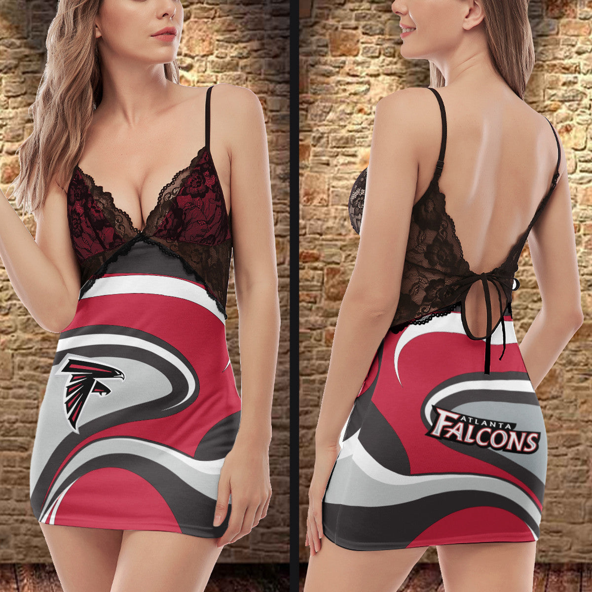 Atlanta Falcons Lace Back Strap Slip Dress 501