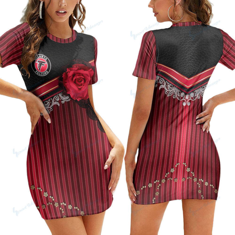 Atlanta Falcons Short Sleeve Bodycon Mini Dress BG334