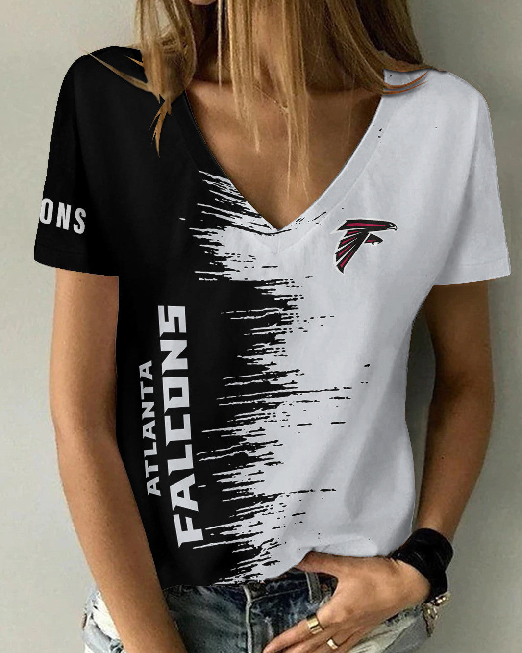 Atlanta Falcons Summer V-neck Women T-shirt BG19